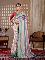 Thumbnail for Aastha Fashion Multi Soft Linen Cotton Printed Saree - Distacart