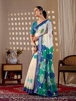 Thumbnail for Aastha Fashion Cream Soft Linen Cotton Printed Saree - Distacart