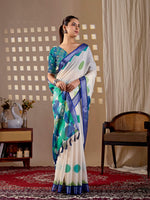 Thumbnail for Aastha Fashion Cream Soft Linen Cotton Printed Saree - Distacart