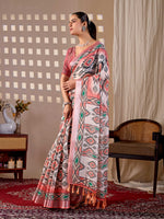 Thumbnail for Aastha Fashion Multi Soft Linen Cotton Printed Saree - Distacart