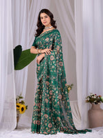 Thumbnail for Aastha Fashion Green Monsoon Printed Saree - Distacart