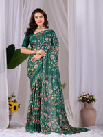 Thumbnail for Aastha Fashion Green Monsoon Printed Saree - Distacart