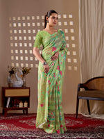 Thumbnail for Aastha Fashion Pista Monsoon Printed Saree - Distacart