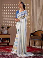 Thumbnail for Aastha Fashion White Monsoon Printed Saree - Distacart