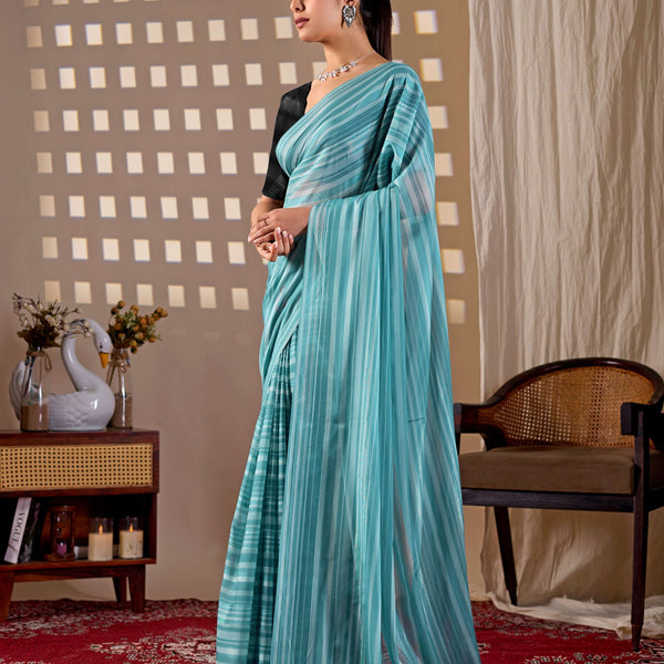 Aastha Fashion See Green Monsoon Printed Saree - Distacart