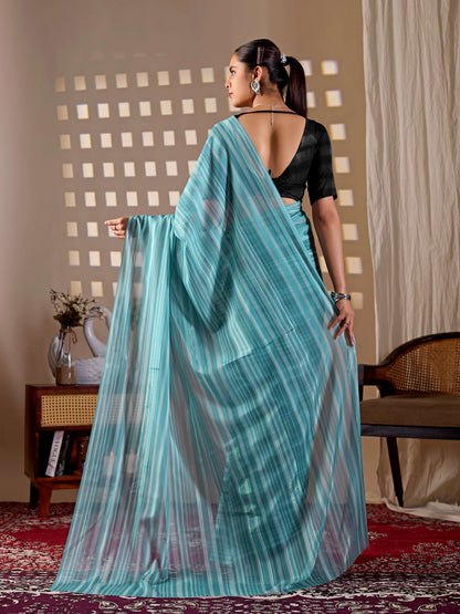Aastha Fashion See Green Monsoon Printed Saree - Distacart