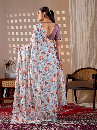 Aastha Fashion Multi Monsoon Printed Saree - Distacart