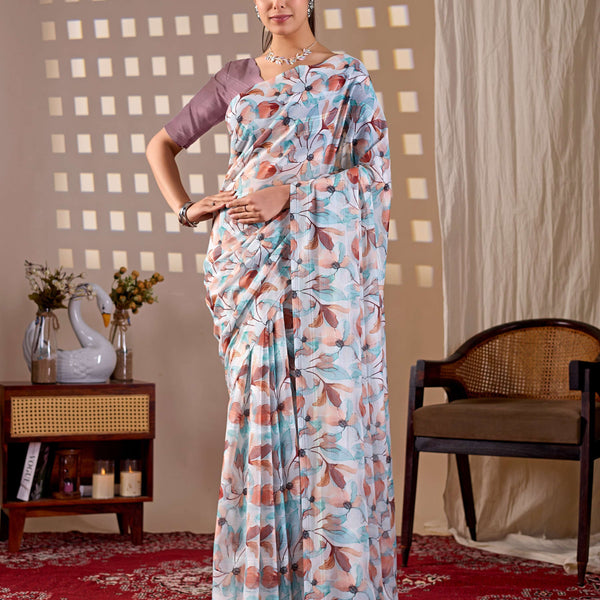 Aastha Fashion Multi Monsoon Printed Saree - Distacart