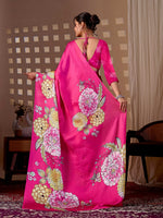 Thumbnail for Aastha Fashion Magenta Soft Satin Floral Digital Print Saree - Distacart