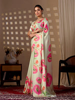 Thumbnail for Aastha Fashion Pista Soft Satin Georgette Printed Saree - Distacart