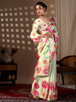 Thumbnail for Aastha Fashion Pista Soft Satin Georgette Printed Saree - Distacart