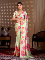 Thumbnail for Aastha Fashion Pista Soft Satin Georgette Printed Saree - Distacart
