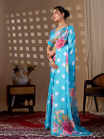 Thumbnail for Aastha Fashion Sky Soft Satin Georgette Printed Saree - Distacart