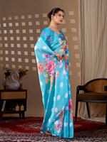 Thumbnail for Aastha Fashion Sky Soft Satin Georgette Printed Saree - Distacart