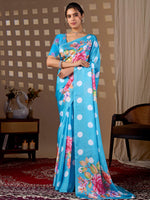 Thumbnail for Aastha Fashion Sky Soft Satin Georgette Printed Saree - Distacart