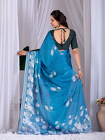 Thumbnail for Aastha Fashion Teal Blue Soft Satin Georgette Printed Saree - Distacart