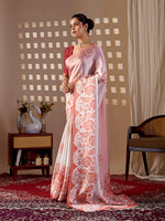 Thumbnail for Aastha Fashion Peach Soft Satin Georgette Printed Saree - Distacart