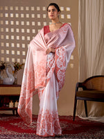 Thumbnail for Aastha Fashion Peach Soft Satin Georgette Printed Saree - Distacart