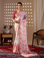 Thumbnail for Aastha Fashion Peach Soft Satin Georgette Printed Saree - Distacart