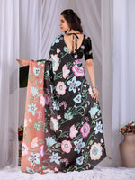 Thumbnail for Aastha Fashion Black Soft Satin Georgette Printed Saree - Distacart