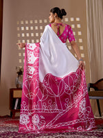 Thumbnail for Aastha Fashion White Soft Satin Georgette Printed Saree - Distacart