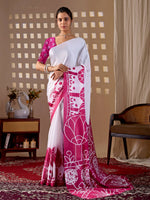 Thumbnail for Aastha Fashion White Soft Satin Georgette Printed Saree - Distacart