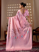 Thumbnail for Aastha Fashion Pink Soft Satin Georgette Printed Saree - Distacart