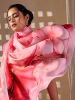 Thumbnail for Aastha Fashion Pink Soft Satin Georgette Printed Saree - Distacart
