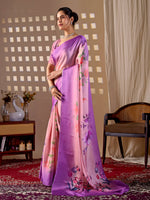 Thumbnail for Aastha Fashion Purple Soft Satin Georgette Printed Saree - Distacart