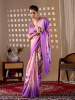 Thumbnail for Aastha Fashion Purple Soft Satin Georgette Printed Saree - Distacart