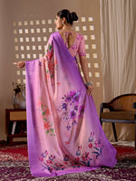 Thumbnail for Aastha Fashion Purple Soft Satin Georgette Printed Saree - Distacart