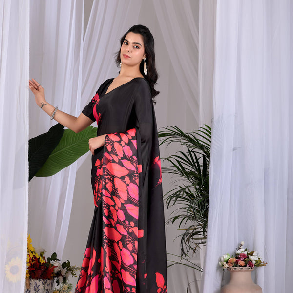 Aastha Fashion Multi Soft Satin Georgette Printed Saree - Distacart