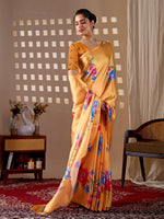 Thumbnail for Aastha Fashion Yellow Soft Satin Georgette Printed Saree - Distacart