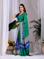 Thumbnail for Aastha Fashion Green Soft Satin Georgette Printed Saree - Distacart