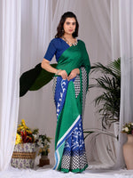 Thumbnail for Aastha Fashion Green Soft Satin Georgette Printed Saree - Distacart