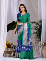 Thumbnail for Aastha Fashion Green Soft Satin Georgette Printed Saree - Distacart