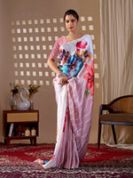 Thumbnail for Aastha Fashion Peach Soft Satin Georgette Printed Saree - Distacart