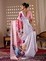 Thumbnail for Aastha Fashion Peach Soft Satin Georgette Printed Saree - Distacart