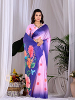 Thumbnail for Aastha Fashion Pink Soft Satin Georgette Printed Saree - Distacart