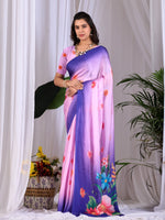 Thumbnail for Aastha Fashion Pink Soft Satin Georgette Printed Saree - Distacart