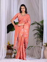 Thumbnail for Aastha Fashion Rust Soft Satin Georgette Printed Saree - Distacart