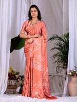 Thumbnail for Aastha Fashion Rust Soft Satin Georgette Printed Saree - Distacart