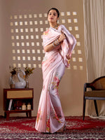 Thumbnail for Aastha Fashion Light Pink Soft Satin Georgette Printed Saree - Distacart