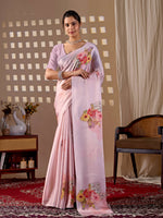 Thumbnail for Aastha Fashion Light Pink Soft Satin Georgette Printed Saree - Distacart