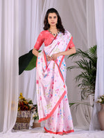 Thumbnail for Aastha Fashion Pink Soft Satin Georgette Printed Saree - Distacart