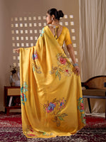Thumbnail for Aastha Fashion Yellow Soft Satin Georgette Printed Saree - Distacart