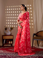 Thumbnail for Aastha Fashion Red Soft Satin Georgette Printed Saree - Distacart