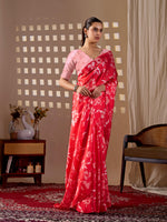 Thumbnail for Aastha Fashion Red Soft Satin Georgette Printed Saree - Distacart