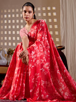 Thumbnail for Aastha Fashion Red Soft Satin Georgette Printed Saree - Distacart