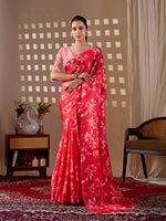 Thumbnail for Aastha Fashion Red Soft Satin Georgette Printed Saree - Distacart